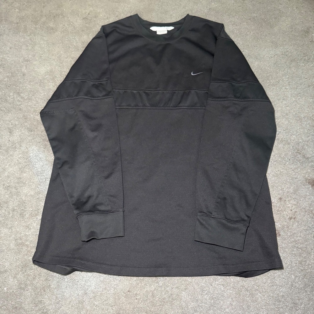 Nike Mens Long Sleeve Performance Training Shirt Black Crew Neck Large